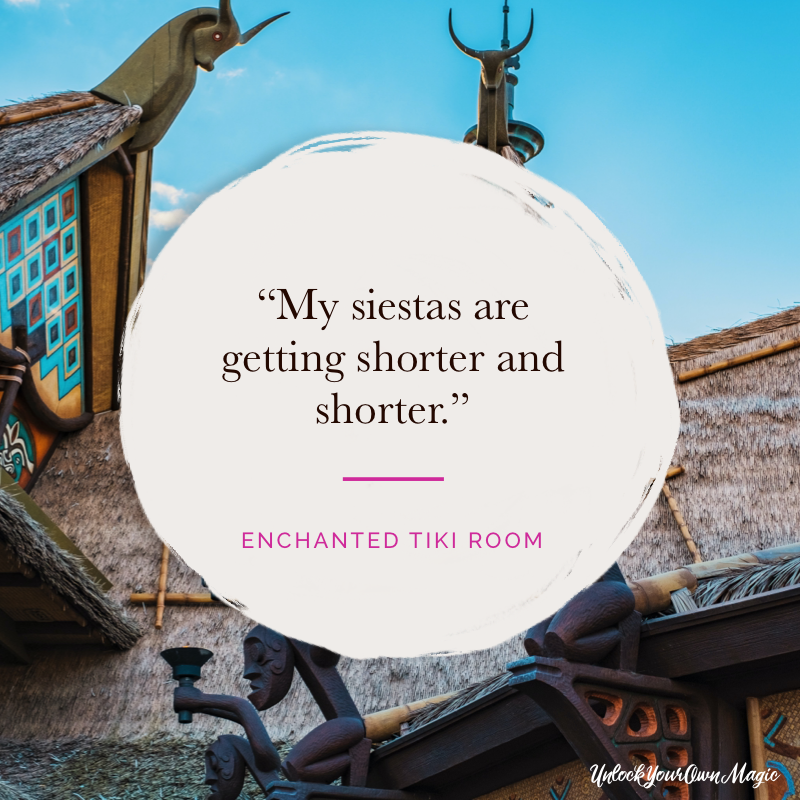 “My siestas are getting shorter and shorter.”- The Enchanted Tiki Room